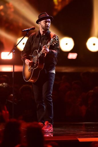 Justin Timberlake sur la scène des Brit Awards 2018.