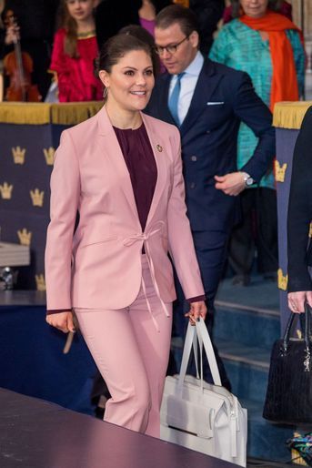 La princesse Victoria de Suède avec le prince consort Daniel à Stockholm, le 11 avril 2018