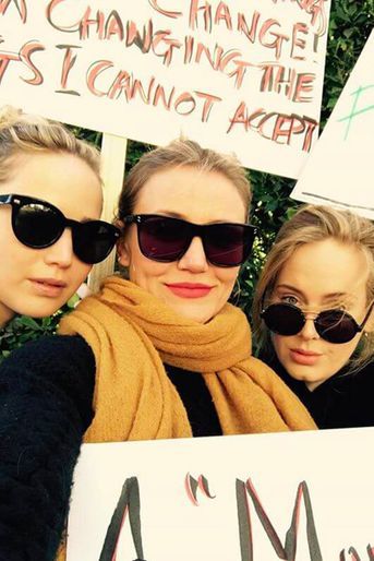 Jennifer Lawrence, Cameron Diaz et Adèle à la Marche des Femmes