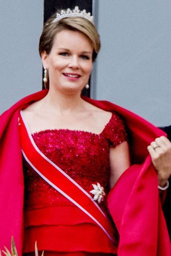 Le diadème de la reine Mathilde de Belgique à Oslo le 9 mai 2017