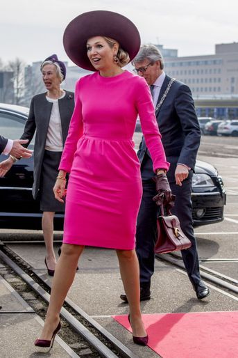 La reine Maxima des Pays-Bas dans une robe Natan à Amersfoort, le 27 mars 2018