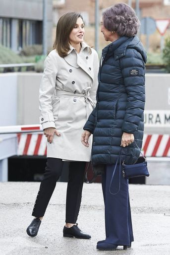 La reine Letizia et l&#039;ex-reine Sofia d&#039;Espagne à Madrid, le 7 avril 2018