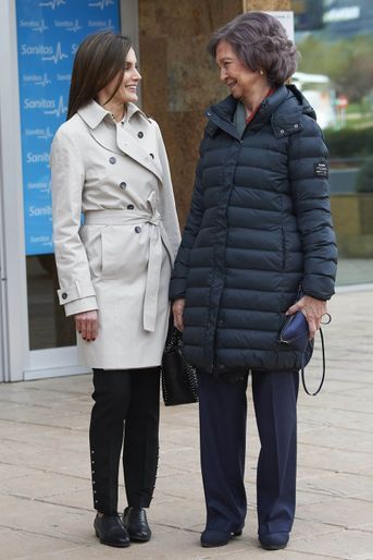 La reine Letizia d&#039;Espagne et l&#039;ex-reine Sofia, complices, à Madrid le 7 avril 2018
