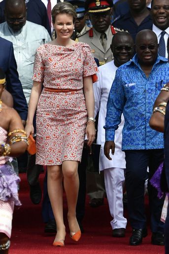 La reine des Belges Mathilde au Ghana, en Natan, le 9 février 2018