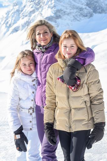 La reine Maxima des Pays-Bas avec les princesses Ariane et Alexia à Lech, le 26 février 2018