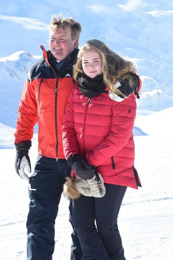 Le roi Willem-Alexander des Pays-Bas et la princesse héritière Catharina-Amalia à Lech, le 26 février 2018