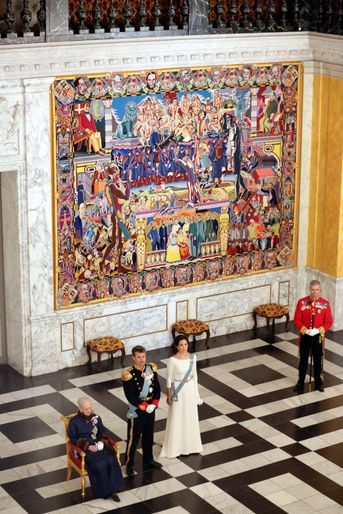 La reine Margrethe II, le prince héritier Frederik et la princesse Mary de Danemark à Copenhague, le 2 janvier 2019