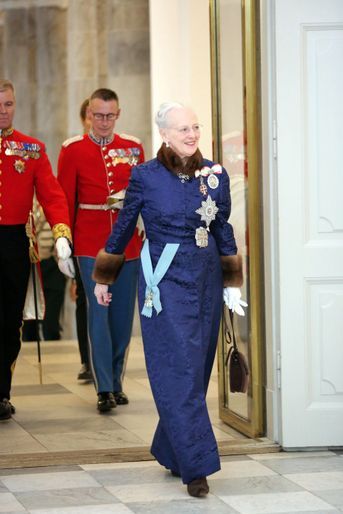 La reine Margrethe II de Danemark, dans sa &quot;robe des voeux&quot; à Copenhague, le 2 janvier 2019