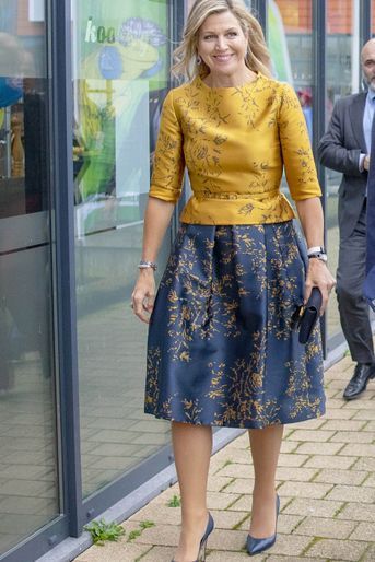 La reine Maxima des Pays-Bas, dans un ensemble Natan, à Noordwijkerhout le 15 janvier 2020
