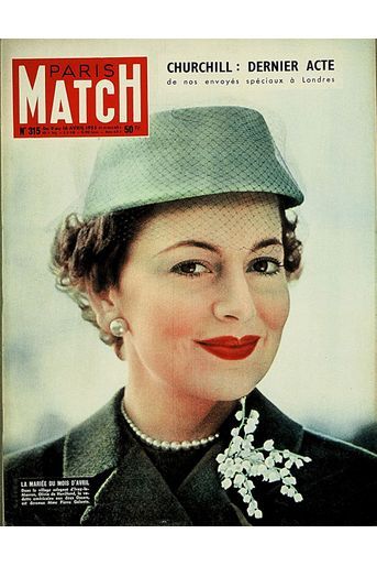 Olivia de Havilland en couverture de Paris Match en avril 1955