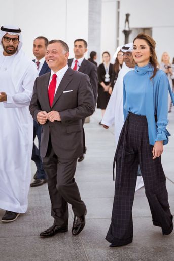 La reine Rania et le roi Abdallah II de Jordanie découvrent le Louvre Abu Dhabi, le 8 février 2018