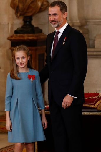 La princesse Leonor et le roi Felipe VI d&#039;Espagne à Madrid, le 30 janvier 2018