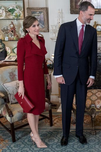 La reine Letizia d&#039;Espagne dans une robe Burberry, le 12 juillet 2017