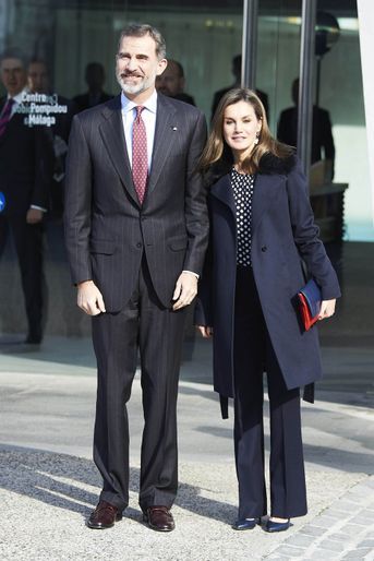La reine Letizia et le roi Felipe VI d&#039;Espagne à Malaga, le 6 février 2018