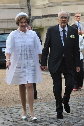 Macha Méril et Michel Legrand à leur mariage religieux à Paris, le 18 septembre 2014.