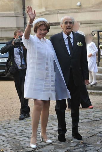 Macha Méril et Michel Legrand à leur mariage religieux à Paris, le 18 septembre 2014.