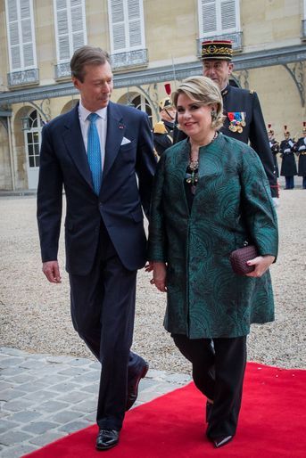 La grande-duchesse Maria Teresa et le grand-duc Henri de Luxembourg à Paris le 20 mars 2018