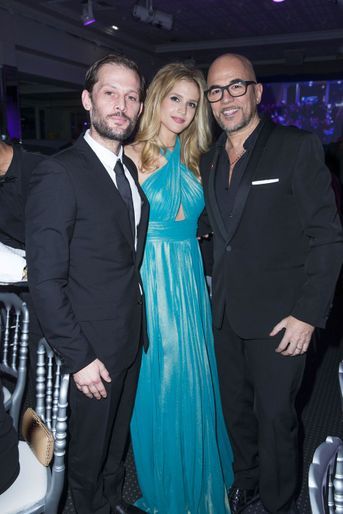 Nicolas Duvauchelle, Pascal Obispo et sa femme Julie Hantson au Diner de la Mode le 25 janvier 2018