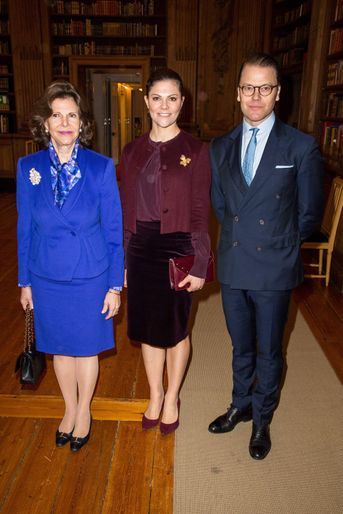 La reine Silvia, la princesse Victoria et le prince consort Daniel de Suède à Stockholm, le 26 janvier 2018