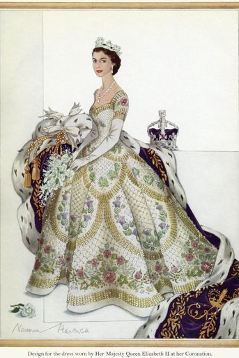 Le modèle choisi par Elizabeth II pour la robe de son couronnement le 2 juin 1953