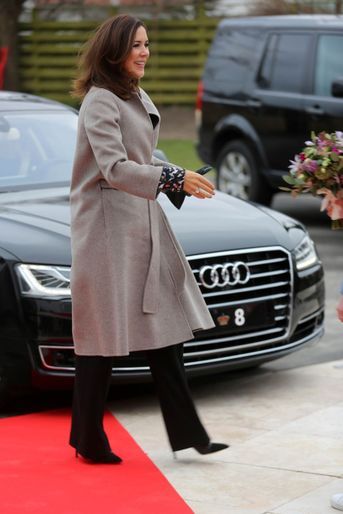 La princesse Mary de Danemark à son arrivée à Roskilde, le 12 janvier 2018