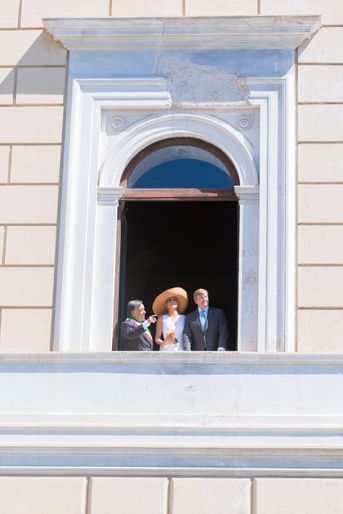 La reine Maxima et le roi Willem-Alexander des Pays-Bas avec le maire de Palerme, le 21 juin 2017