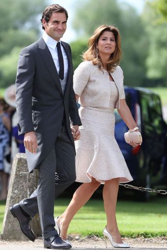 Roger Federer et son épouse Mirka arrivent au mariage de Pippa Middleton, samedi 20 mai 