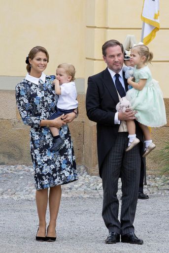 La princesse Madeleine de Suède avec son mari et ses enfants, le 9 septembre 2016