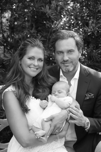La princesse Madeleine de Suède et Chris O'Neill avec leur fille la princesse Leonore en 2014