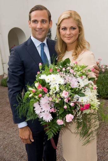 La princesse Madeleine de Suède avec son premier fiancé Jonas Bergstrom, le 11 août 2009
