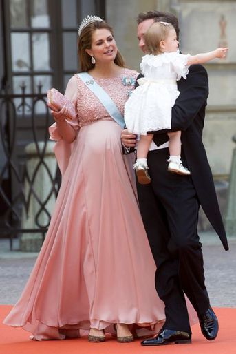 La princesse Madeleine de Suède avec son mari Christophe O&#039;Neil et leur fille Leonore à Stockholm, le 13 juin 2015