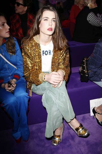 Charlotte Casiraghi au premier rang du défilé Gucci à la Fashion Week à Milan, le 22 février 2017