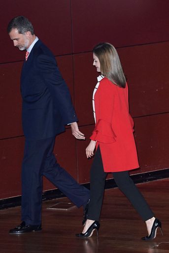 La reine Letizia et le roi Felipe VI d'Espagne à Madrid, le 14 mars 2017