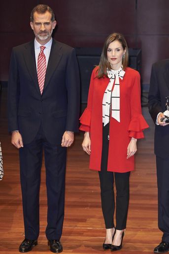 La reine Letizia et le roi Felipe VI d'Espagne à Madrid, le 14 mars 2017