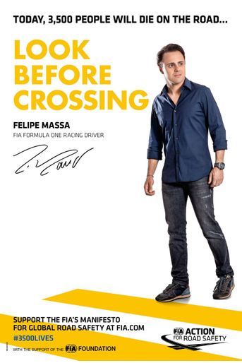 Felipe Massa pour la campagne pour la sécurité routière lancée le 10 mars à Paris par la FIA (Fédération internationale de l’automobile) et JC Decaux