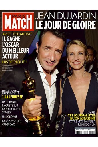 En Une de Paris Match : "Le jour de gloire" pour Jean Dujardin, mars 2012