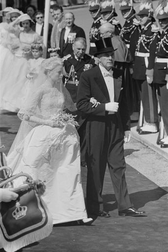 Grace Kelly et son père à Monaco, le jour de son mariage le 19 avril 1956