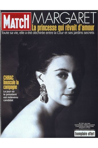 La princesse Margaret photographiée en 1967, en couverture en février 2002