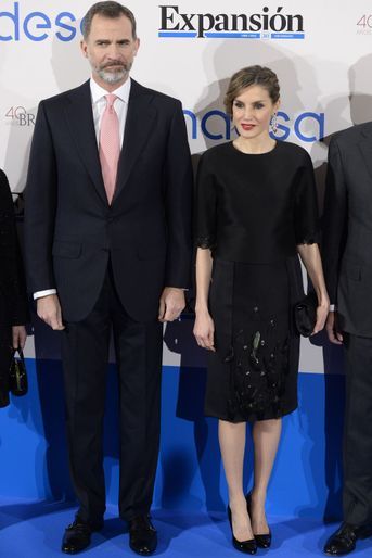 La reine Letizia et le roi Felipe VI d'Espagne à Madrid, le 7 février 2017