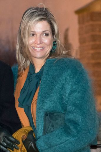 La reine Maxima des Pays-Bas avec un chemisier Gucci en Allemagne le 7 février 2017