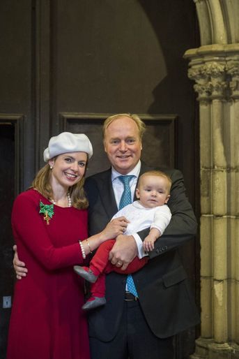 Le prince Carlos Enrique Leonard de Bourbon de Parme, avec ses parents, le 8 octobre 2016