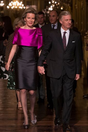 La reine Mathilde et le roi Philippe de Belgique au Palais royal à Bruxelles, le 19 octobre 2016