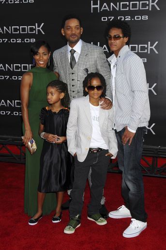 La famille de Will Smith au complet en 2008 (Jada Pinkett Smith, Will Smith, Willow, Jaden et Trey)