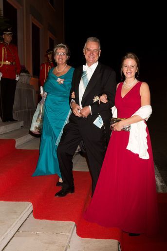 Le prince Gundakar de Liechtenstein, la princesse Marie de Liechtenstein et leur fille la princesse Léopoldine 
