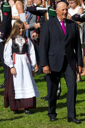 La princesse Ingrid Alexandra avec le roi Harald V de Norvège à Oslo, le 1er septembre 2016