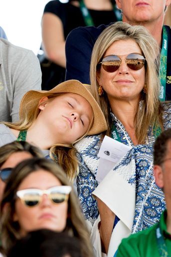 La reine Maxima des Pays-Bas avec sa fille Ariane aux JO de Rio, le 19 août 2016