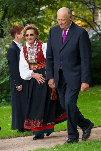 La reine Sonja et le roi Harald V de Norvège à Oslo, le 1er septembre 2016