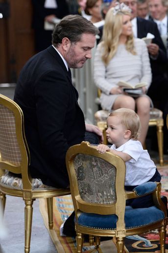 Le prince Nicolas de Suède et son père Christopher O'Neill à Stockholm, le 9 septembre 2016