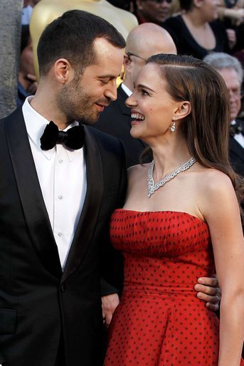Natalie Portman et Benjamin Millepied à la soirée des Oscars, 2012.