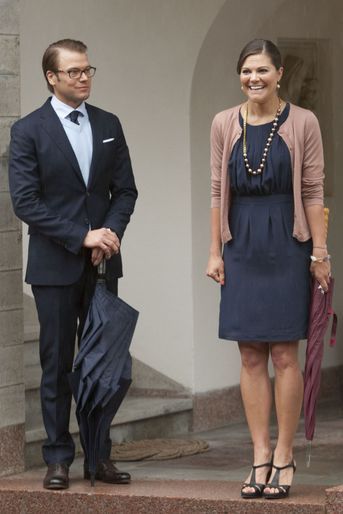 La princesse Victoria de Suède le jour de ses 34 ans avec le prince consort Daniel, le 14 juillet 2011